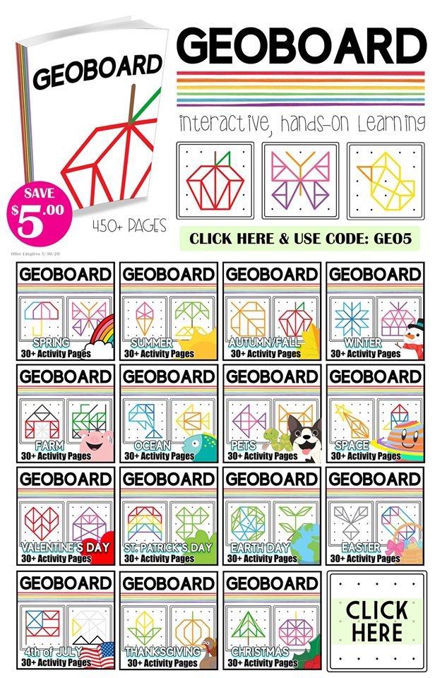Winter Geoboard Pattern Cards - Teach Beside Me