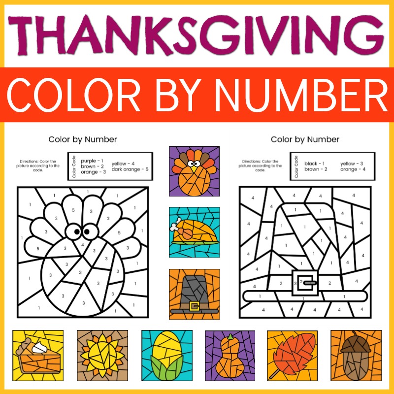 11 Free Thanksgiving Color By Number Pages For Kids